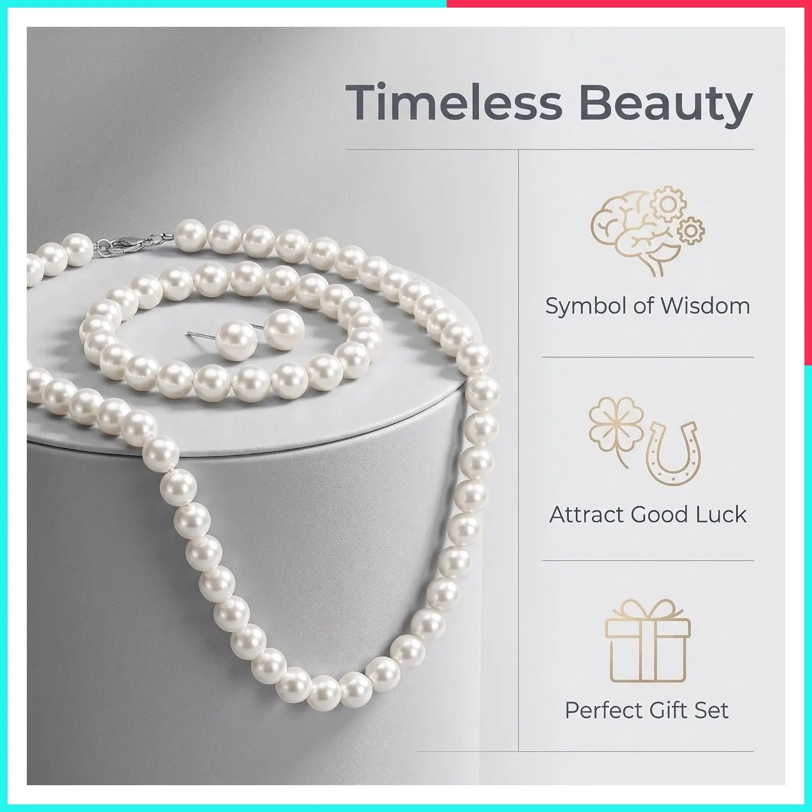 Glass Pearl Necklace Jewelry Set for Women - 3/12/36 Set | Faux Hand-Knotted Glass Imitation Pearls