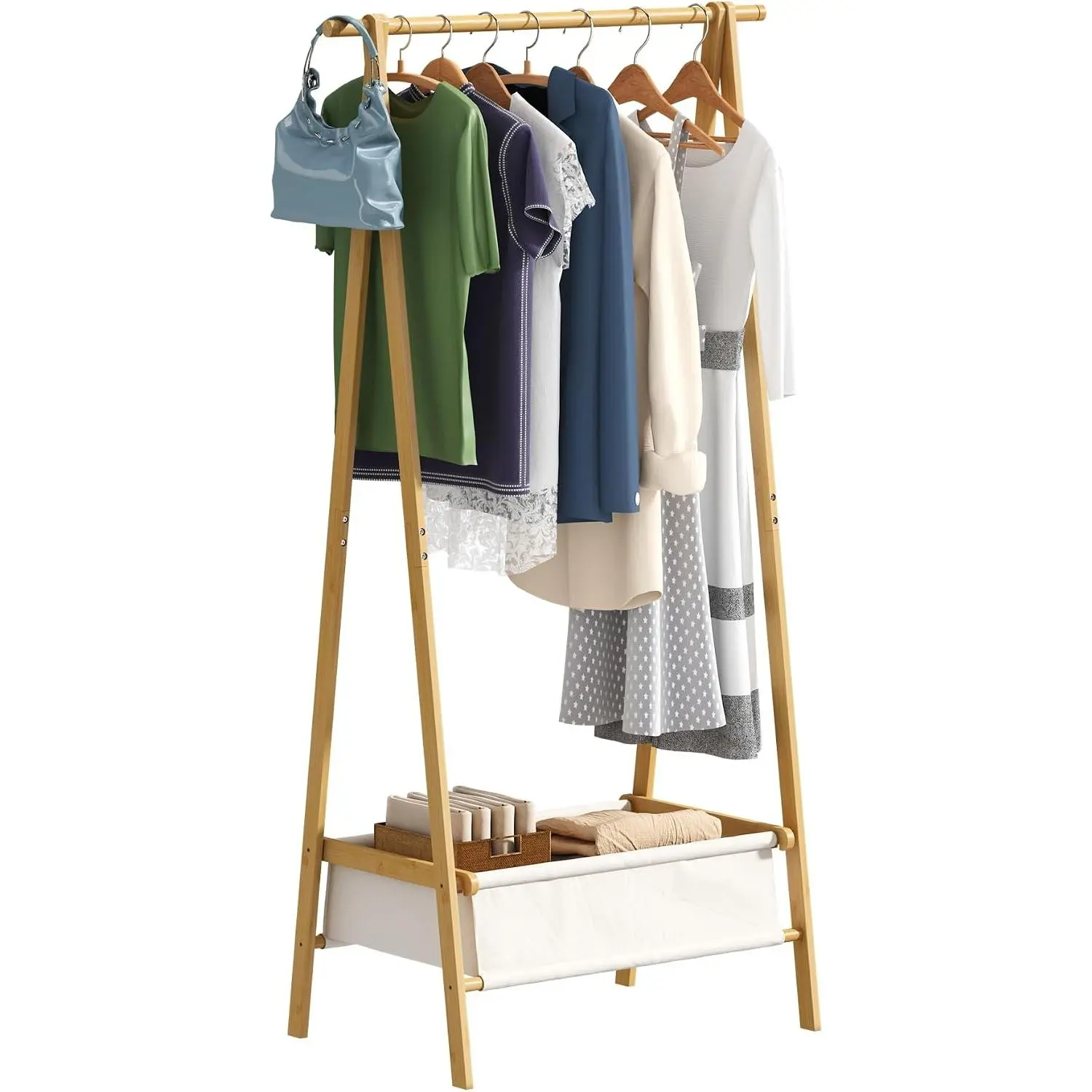 Clothing Rack with Storage Box, Dress Up Rack, Dress Up Storage, Large Foldable  Garment Stand with  Rods, Dress Up Holder