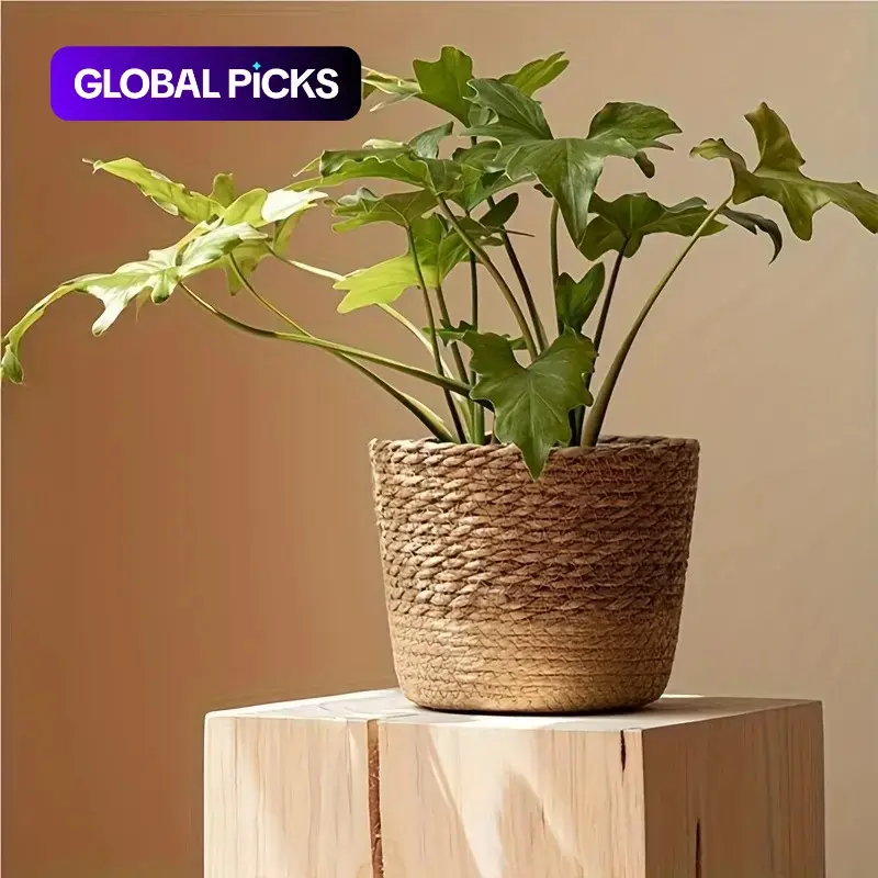 Handmade Woven Rattan Decorative Flower Pot, Rustic Planter Pots, Garden Succulent Planter, Country-Style Farmhouse Home Decoration, Three Sizes #GLOBAL PICKS