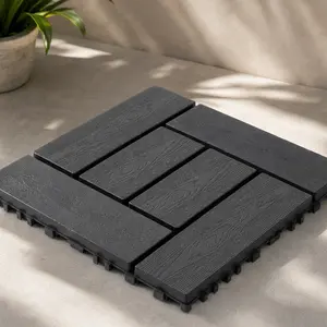 ARCH 12x12 Inch Interlocking Deck Tiles, 44-Pack Dark Gray Polypropylene Modular Flooring, DIY Snap-Together Patio & Balcony Tiles, Indoor Outdoor Courtyard Bathroom Flooring, Easy Install Garden Decking, Grey Color Options, Polypropylene Material