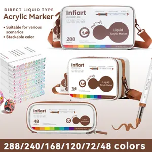 Grasp Infiart Acrylic Markers, 288/240/168/120/72/48 Colors, Waterproof, Scratch-Resistant, Ideal for Beginners & Adults, Professional Quality