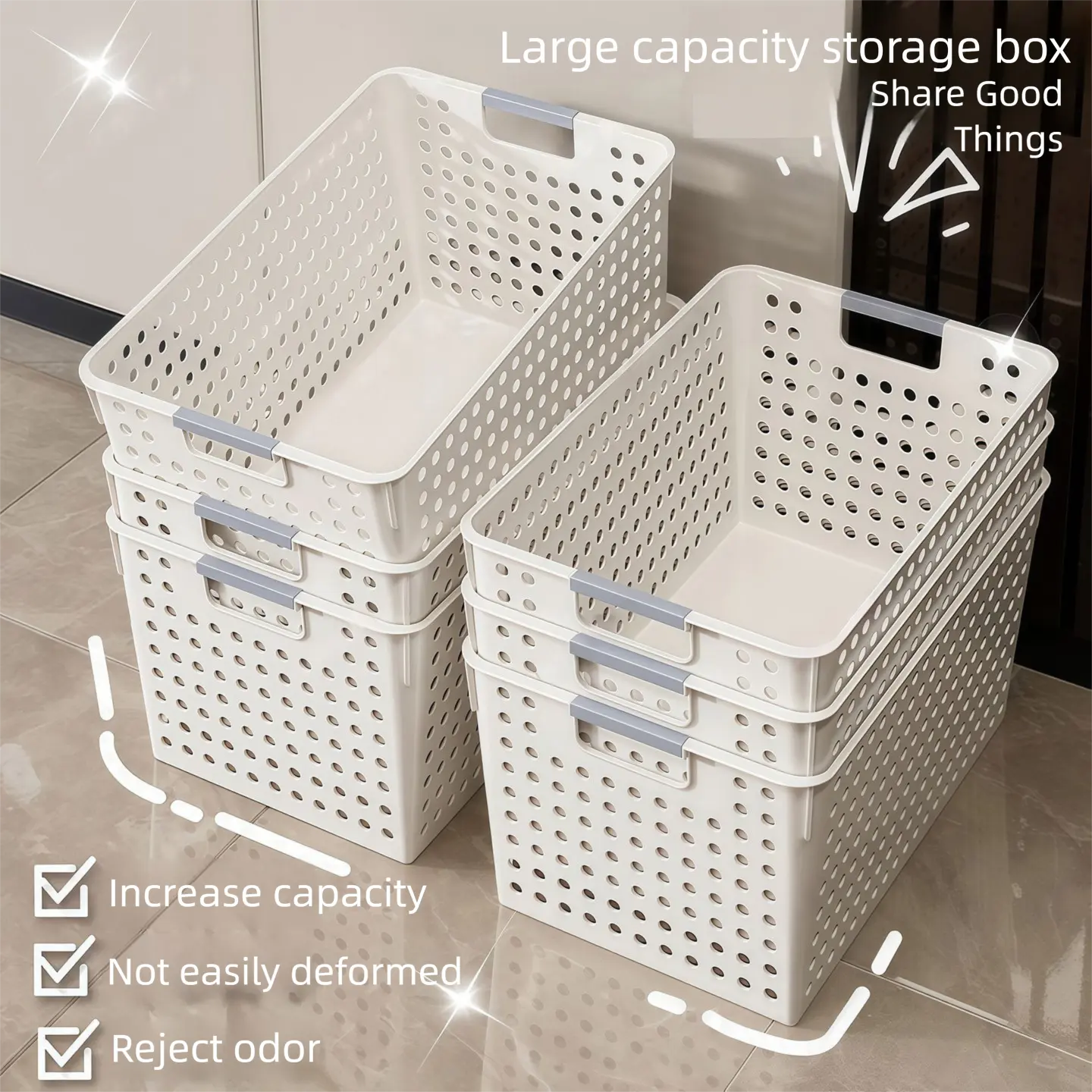 Plastic storage basket for home use, snacks, toys, dormitory, kitchen, desktop storage box, storage rack
