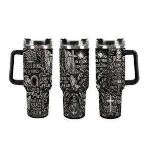 Armor of God Christian Tumbler – Faith Over Fear, Jesus Is King, Meaningful Father's Day Gift for Dad, Husband, Grandpa & Christian Men Who Stand Firm in Faith
