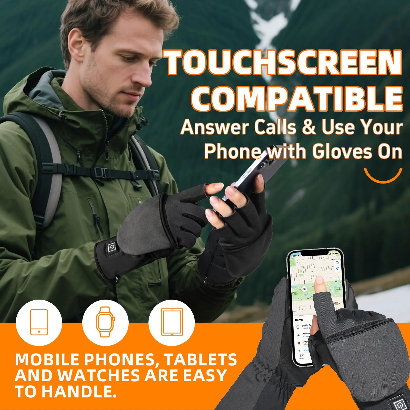 Dual-Use Rechargeable Heated Gloves 2000mah, Touchscreen Compatible, Office Gaming Outdoor Skiing, Unisex Warm Gloves