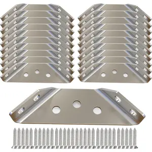 Stainless Steel Furniture Corner Connector Heavy Duty Corner Bracket,20 Pcs Angle Brackets Hardware Bracket  Metal Corner Braces for  with Screws, Shelf Supports  (20)