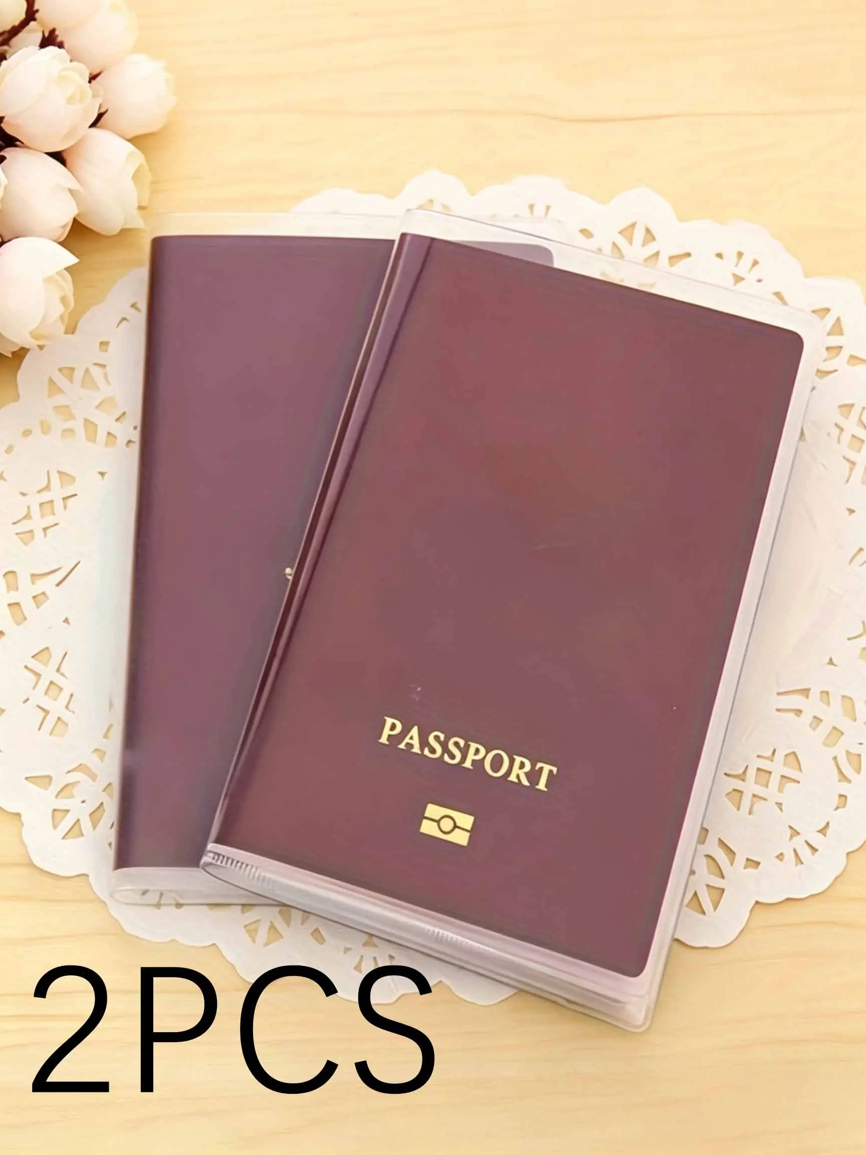 2pcs/6pcs Passport ID Protection Sleeve, Passport Covers, PVC Material, Solid Pattern, Chic Style, Travel Organizer, Home Office School Use, Essential Travel Gear