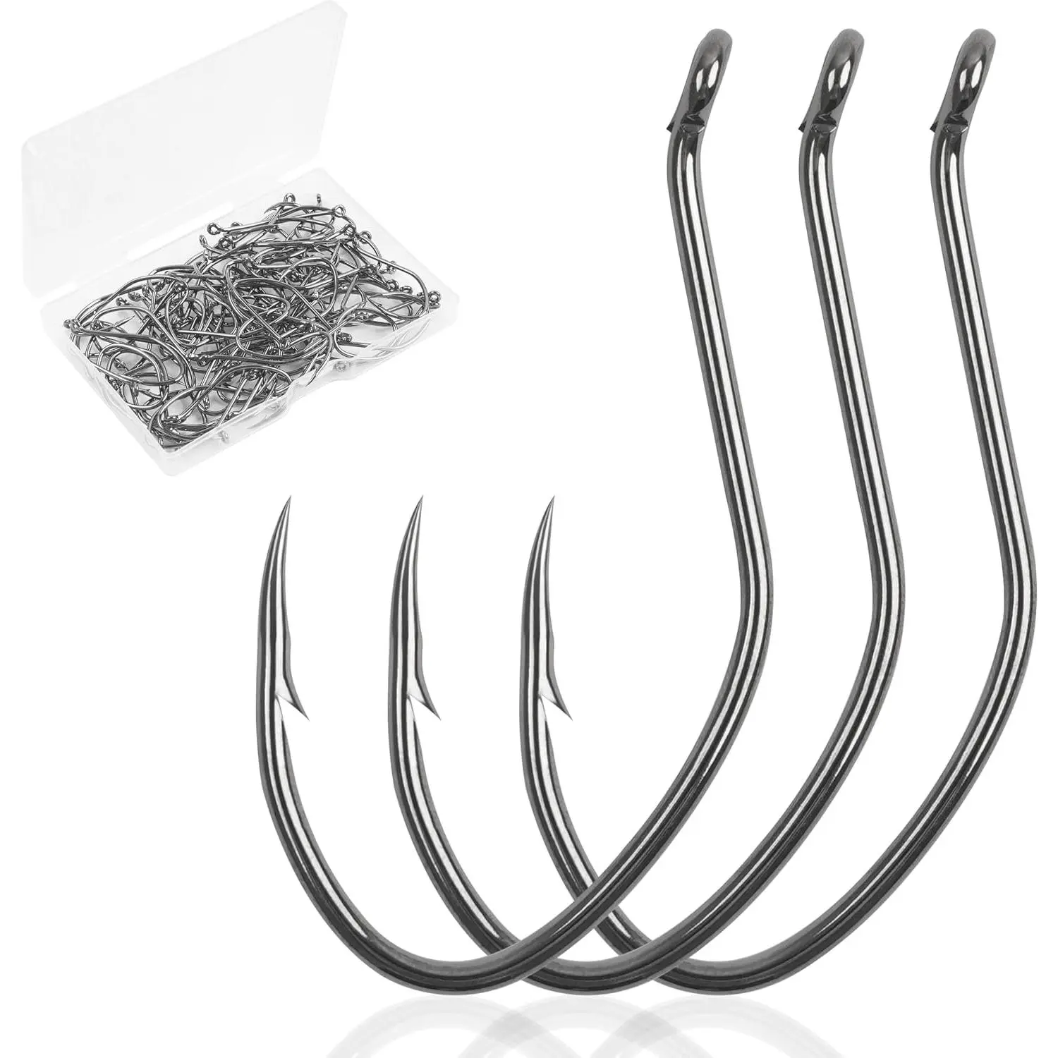 Catfish Hooks Big River  Hooks, 80 count Live Cut  Fishing Hook Beak Offset Octopus Trotline Hook Catfishing Tackle Gear for Saltwater Freshwater Fishing