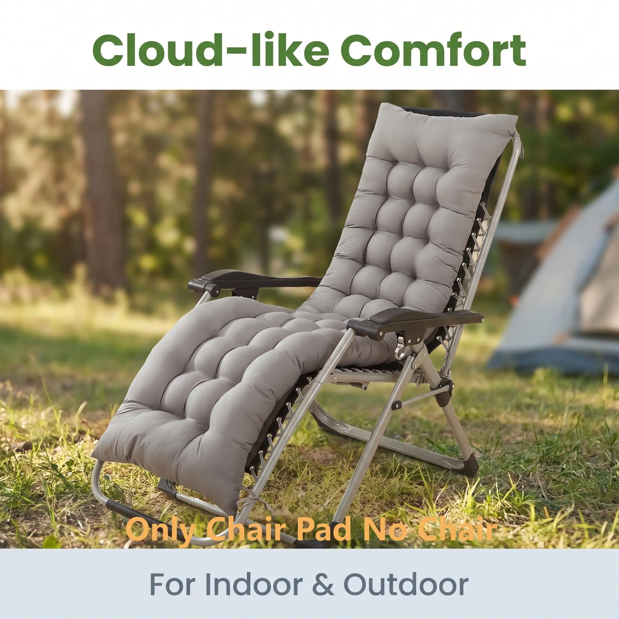 1-pc,Thick High-Elastic Lounge Chair Pad, Simple Solid Color, Foldable with Tie Straps, Office Nap, Balcony Camping, Home Stay, Lazy People