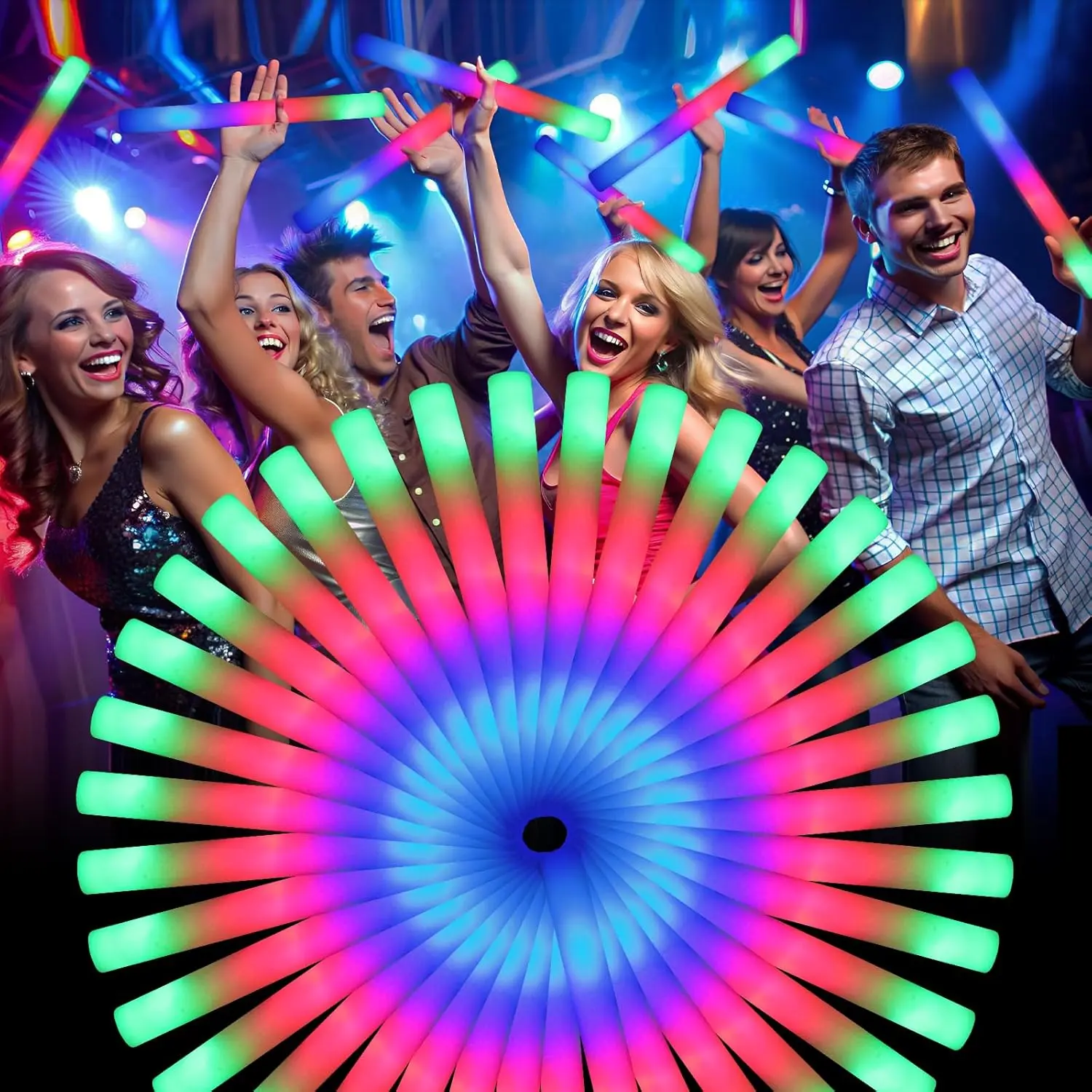 55 PCS Foam Glow Sticks, Foam Light Up Sticks Party Supplies with 3 Mode Colorful Flashing, Glow Sticks Bulk Party Pack, Led Foam Sticks for Birthday, Wedding, New Year, Carnival, Concertfidget toys