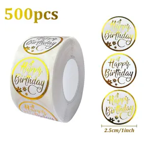 500Pcs/Roll Birthday Party DIY Stickers, Creative Multi-Functional Labels, Perfect for Online Stores, Gift Box Decoration, Packaging Tags