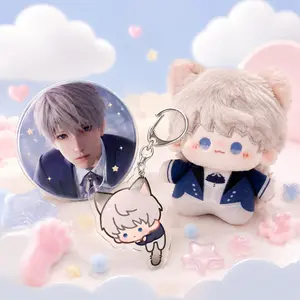 Love and deepspace plush doll three-piece set, Sylus/Zayne/Rafayel/Aster/Caleb highly restored character, The set includes a plush toy, a keychain, and a badge, Suitable for backpack accessories, clothing accessories, holiday gifts, animation collections.
