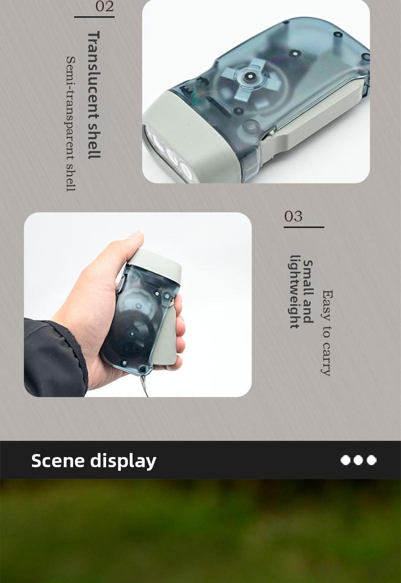 Outdoor hand-operated automatic power-generating emergency flashlight LED 3-light manual ultra-bright convenient mini flashlight