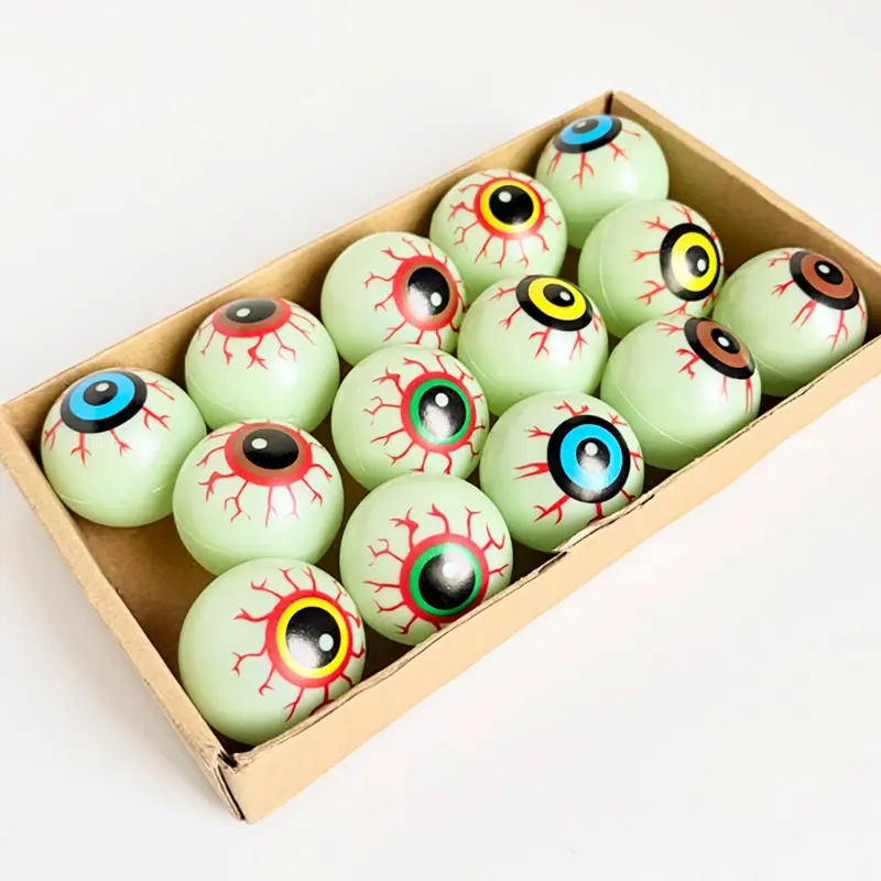 12pcs Blow Mold Fluorescent Eye Set, Halloween Party Decorations, Horror Atmosphere Props, Six Colors Mixed, Festival Party Accessories