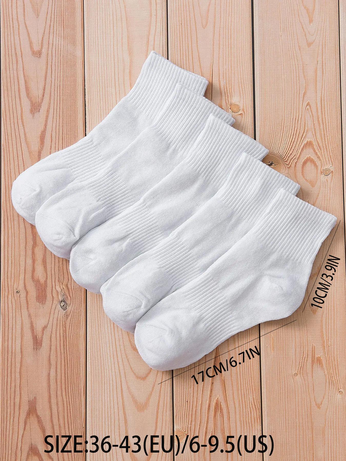 Women's 5 Pairs Solid Crew Socks, Casual Moisture Wicking Socks, Soft Comfy Breathable Socks for All Seasons Daily Wear