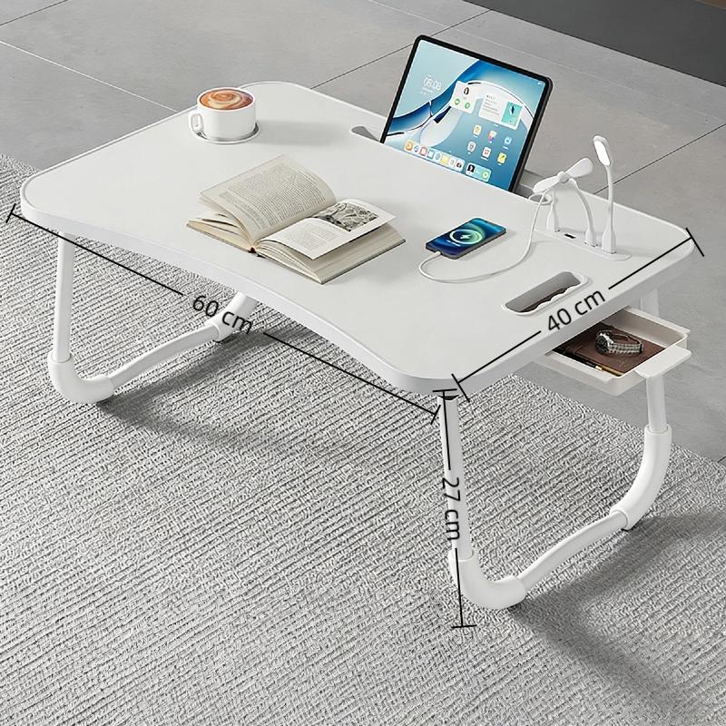 Foldable Laptop Table for Bed - Portable Adjustable Desk with Cup Holder,USB Charging Ports & Storage Drawer - Multi-Function Laptop Tray for Sofa,Floor & Outdoor Use
