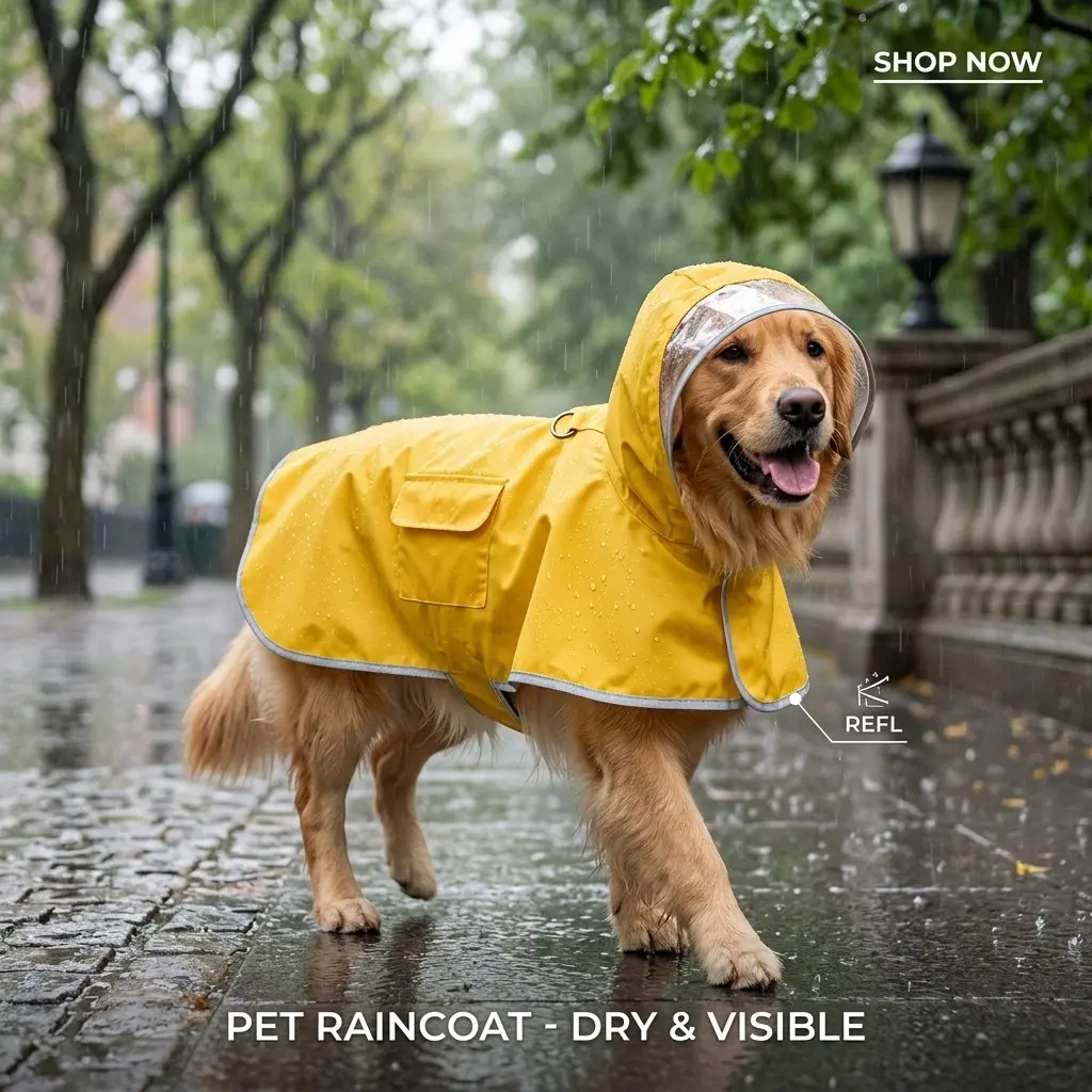 Raincoat for Dogs and Cats, All-Season Waterproof Coat with Reflective Strips, Bright, Ideal for Outdoor Use
