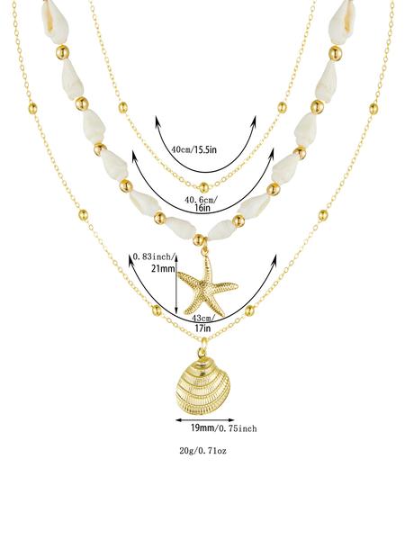 Seashell Starfish Necklace for Women Conch Shell Summer Pearl Beach 14k Gold Layered Dainty Choker