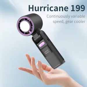 New High-Speed Ice Pack Handheld Fan, Digital Display Turbo Force 199 Modes, Foldable Cooling Fan, Portable Personal Cooler, Rechargeable Personal Fan, Cordless Rechargeable Fan