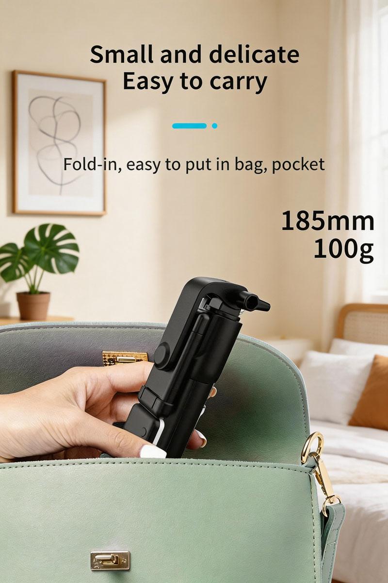 Foldable Bluetooth Selfie Stick Extendable Portable Multi-Function Tripod for iOS Android with Wireless Remote Shutter