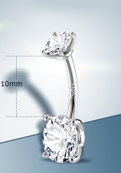 MILACOLATO 14G Gold Belly Button Bars 925 Sterling Silver Belly Bars Surgical Stainless Steel Hypoallergenic 14K Plated Gold Titanium Navel Piercing Jewellery 6/8/10/12mm