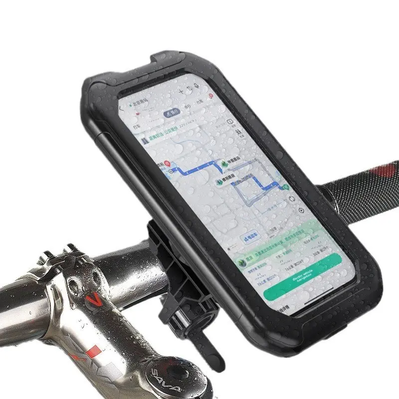 Waterproof Bike Handlebar Mount, 360° Rotatable Touchscreen Phone Holder, Rain-Proof Seal, Suitable for Bicycles and Motorcycles, Bike Motorcycle Accessories