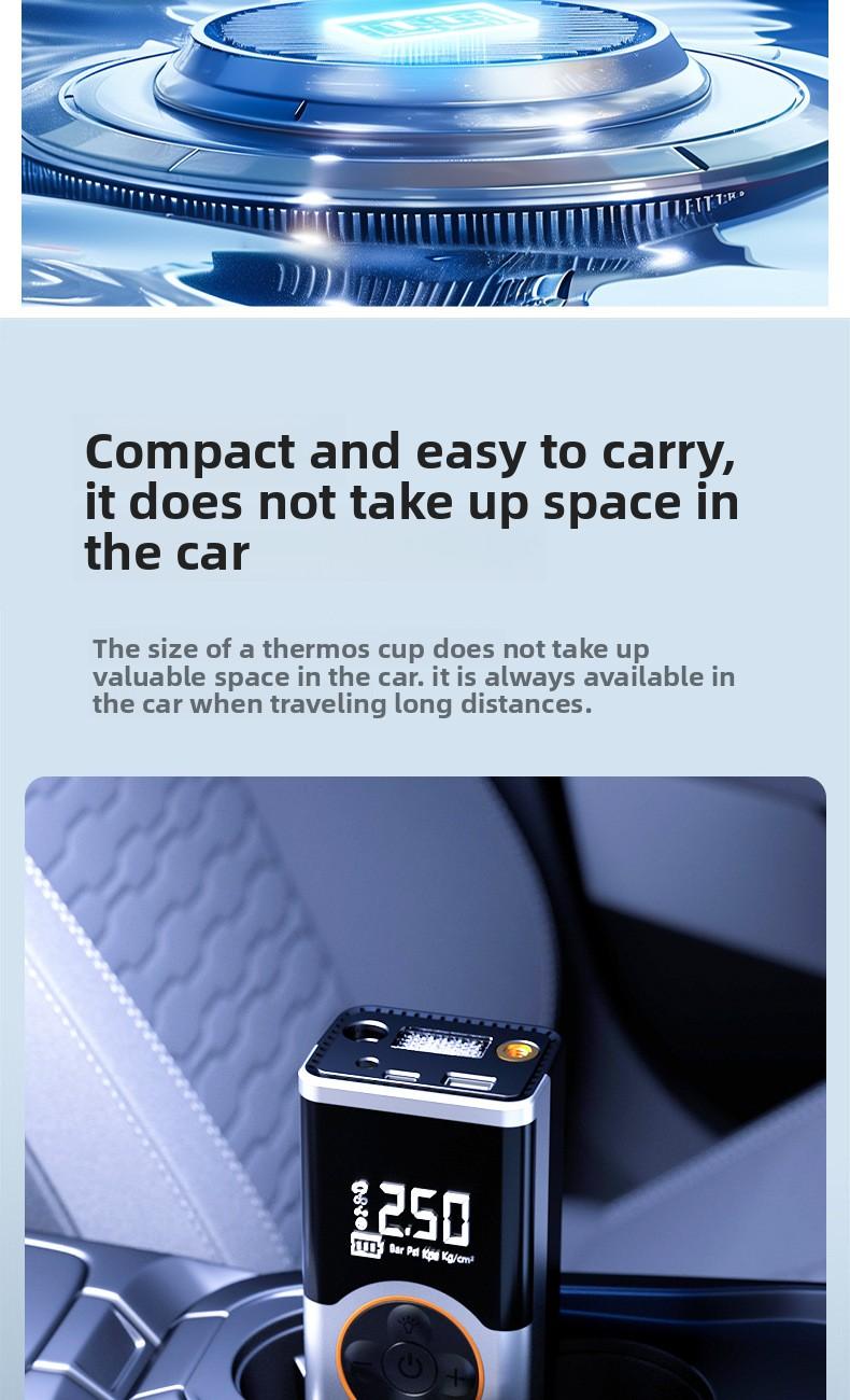 Wireless Portable Smart Electric Tire Inflator, Rechargeable Air Compressor Pump for Car, Off-Road Vehicle, Bicycle and Motorcycle