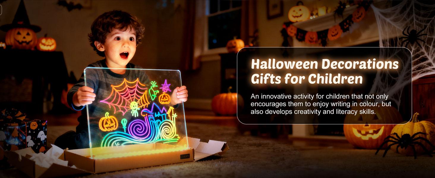 NewBlack Friday Children's LED Drawing Board 2026 New Model 12inch Luminous Notepad with 7 Markers and Tripod Color Doodle Luminous Board Children's Birthday Christmas Halloween Gift