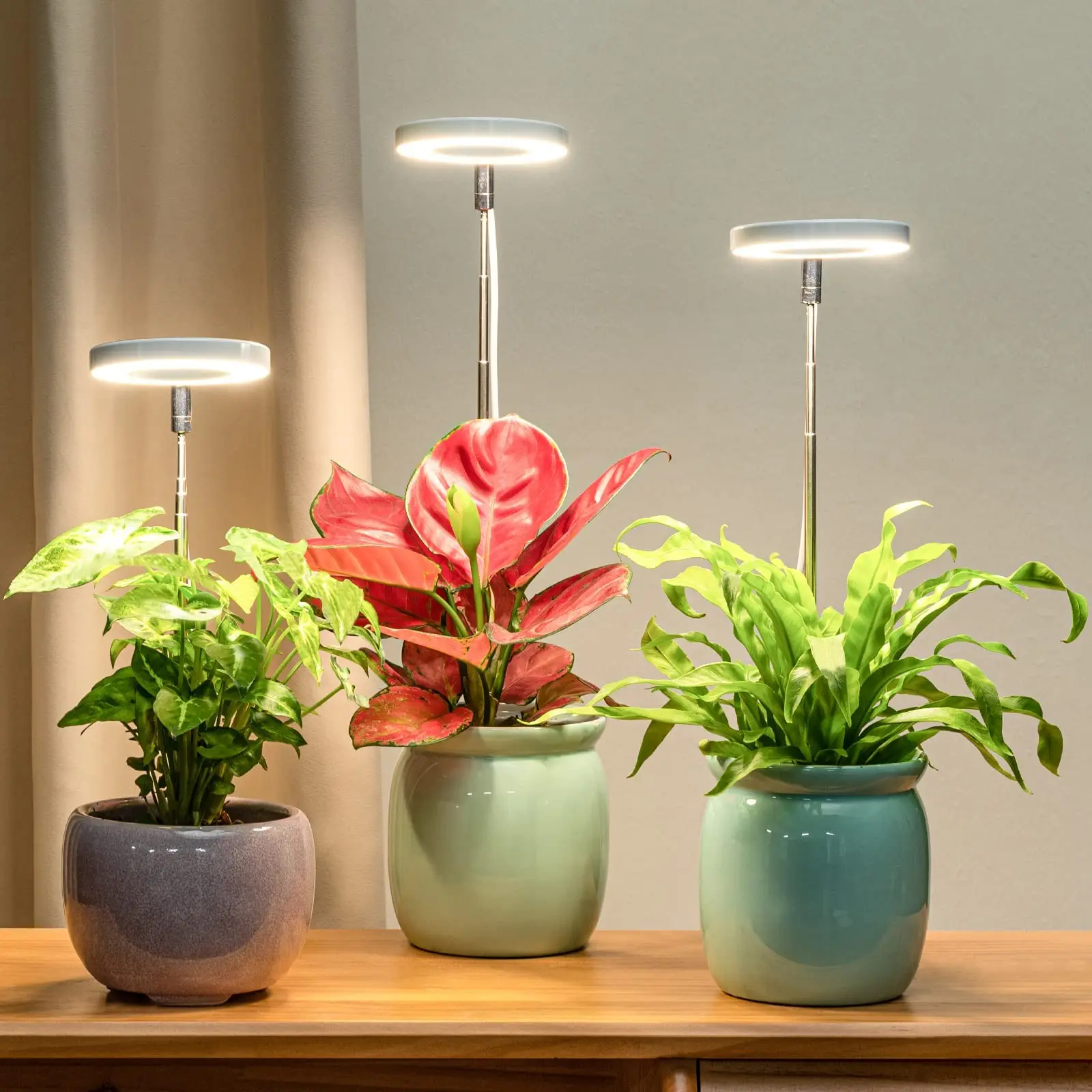 3pcs Plant Growth Light, 48 LED Full Spectrum, Adjustable Height, Three Spectra Options, Auto Timer 4/8/12 Hours, 4 Brightness Levels