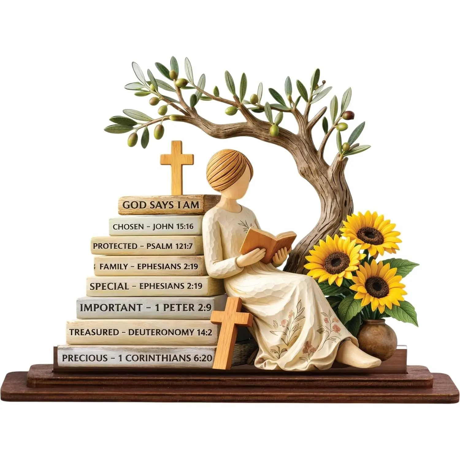 Christian Gifts for Women, Bible Verse Desk Decor, God Says I Am Decorative Sign, Inspirational Religious Tabletop Plaque for Office Desk, Home, Prayer Room, Birthday Christian Gift for Mom Daughter Teen Girls