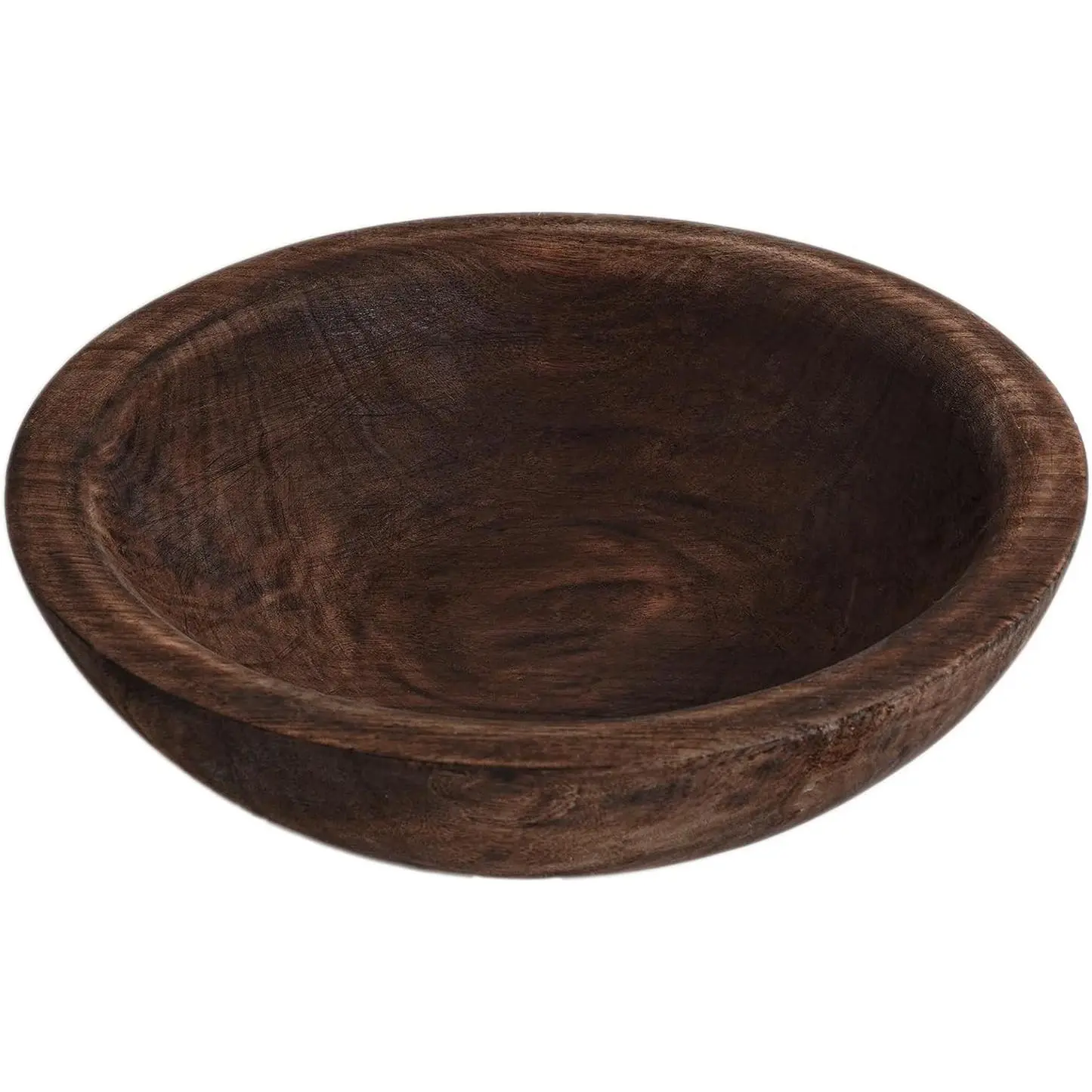 Brown Wooden Round Dough Bowl - Rustic Kitchenware Accent with Rustic Look, Table Top Centerpiece for Farmhouse Tables, Room Decor