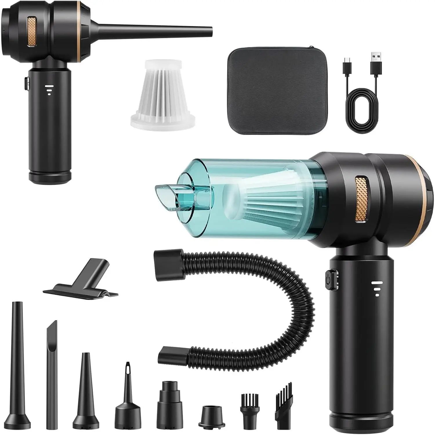 Handheld Vacuum Cordless,  Vacuum Cleaner with Brushless ,  Suction Vacuum &  Dusters with LED Light,  Mini Portable Hand Vacuum Blower for ,  (Black)