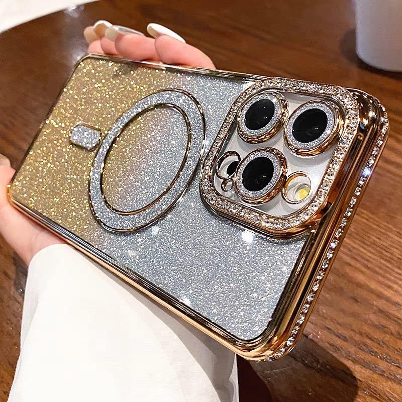 OREKROY Luxury Bling Glitter Case for iPhone 17 Pro Max, 17 Air, 17 Pro, 16, 15, 14, 13, 12 Pro Max – MagSafe Compatible, Sparkle Rhinestone Diamond Protective Case, Shockproof, Camera Lens Protector, Premium Plating, Perfect for Women & Girls