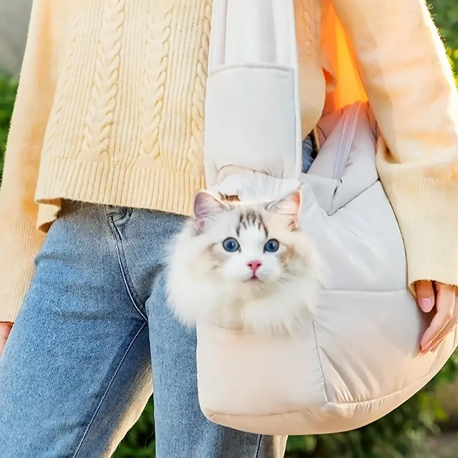 Mini Dog Purse Carrier with Pockets, Warm Cute Pets Bags with Secure Harness Clip, Cat Shoulder Bag for Outings, Lightweight Puppies Bags Kennel, Trained Pets Handbag Outdoor(Gray, One Size)