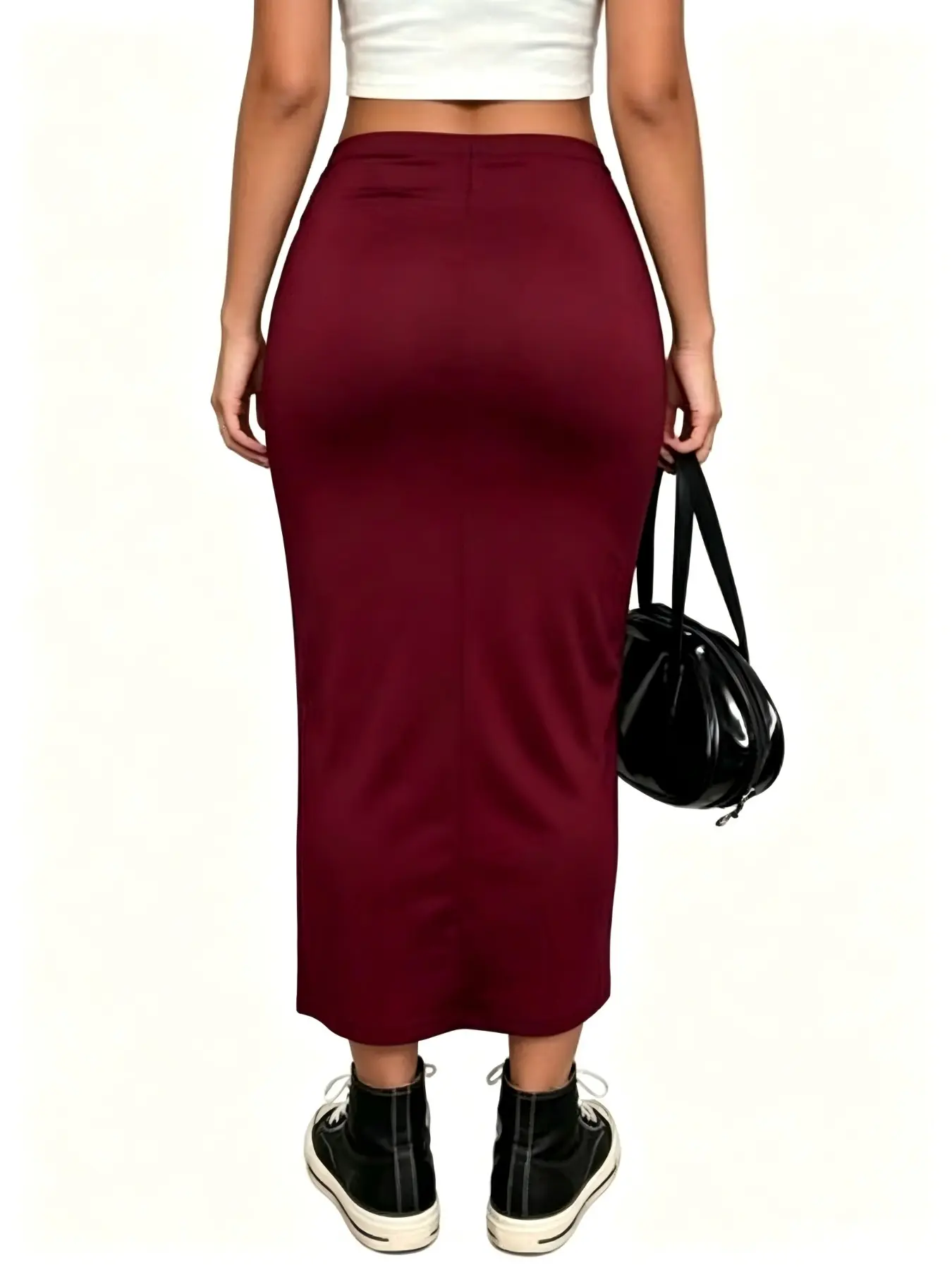 Women's Casual Solid Knit Skirt, Versatile Daily Wear, Ideal for Graduation and Back-To-School, All-Season Slim-Fitting Skirt