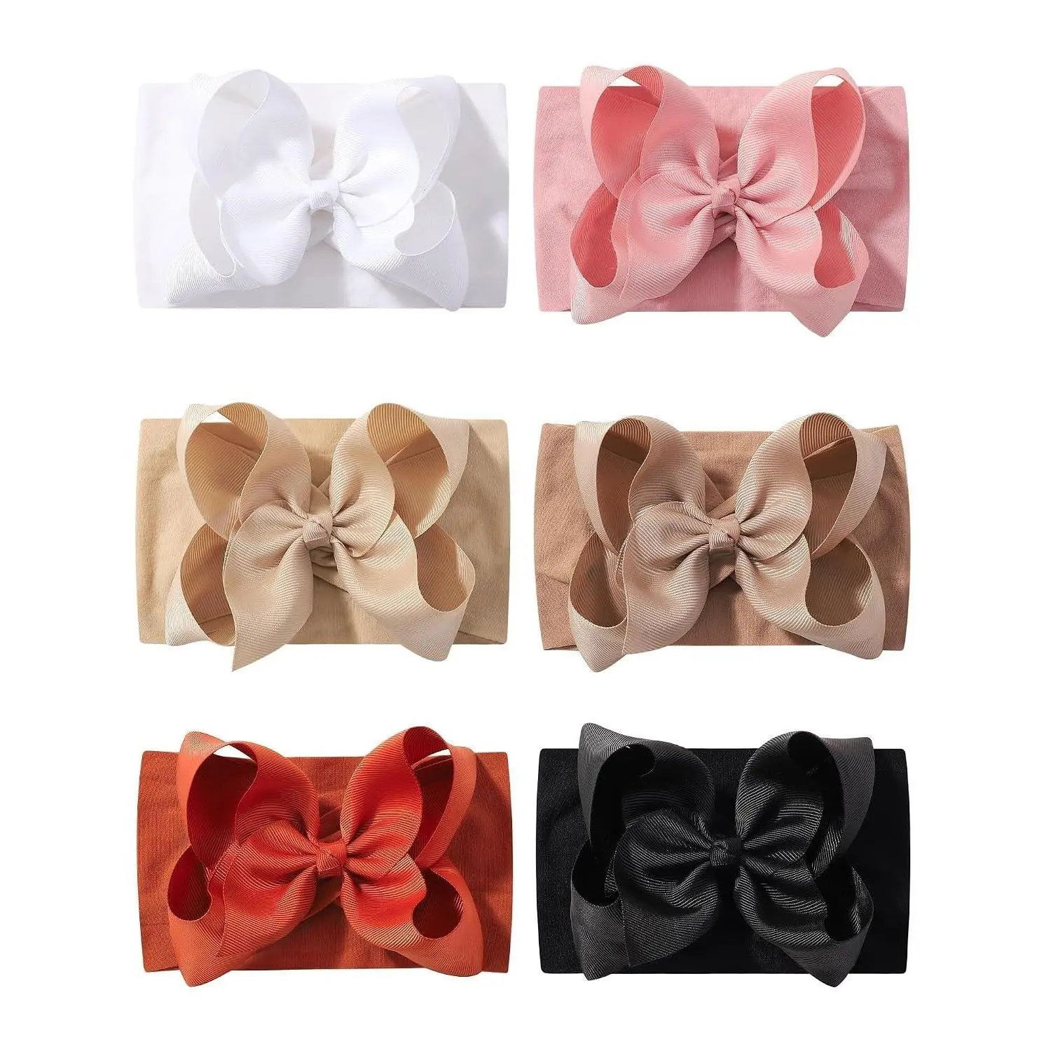 6PCS Baby Hair Bows Set, Soft Elastic Butterfly Knot Baby Headbands for Newborns, Infants & Toddlers, Stretch Hair Accessories, Cute Baby Gift