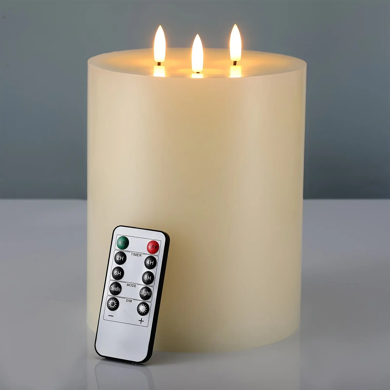 6'' X 8'' Extra Large Flameless Candles LED Battery Operated Real Wax Thanksgiving Day3 Wicks Flickering Pillar Candle With Remote Control Timer For Home Wedding Thanksgiving Day Party Summer Decoration