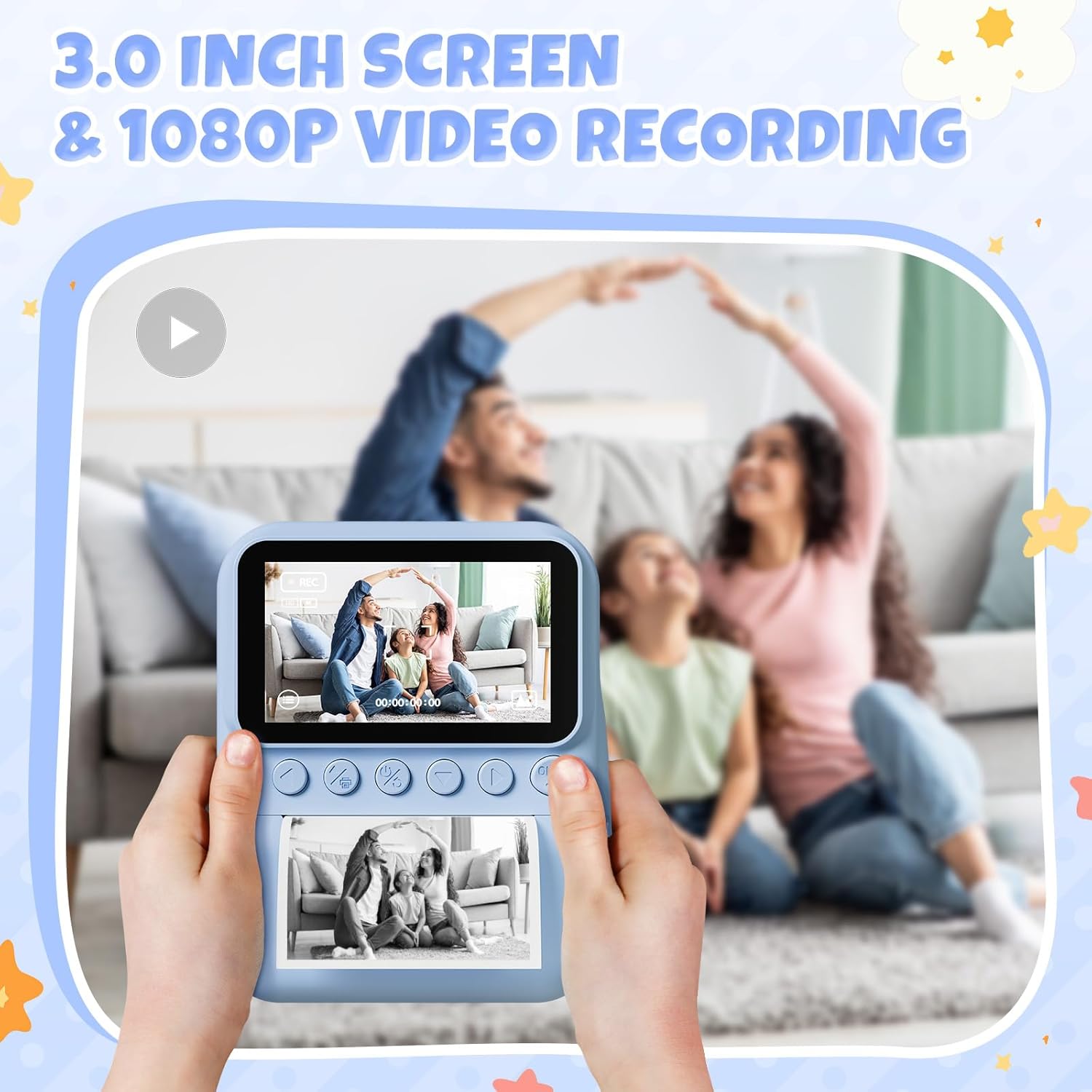 Instant Print Camera, 3.0'' Screen, 48MP Photo, 1080P HD, for 3-12 Year Old Girls & Boys (Blue) with 32GB Card Instant Print Camera, 3.0'' Screen, 48MP Photo, 1080P HD, for 3-12 Year Old Girls & Boys (Blue) with 32GB Card