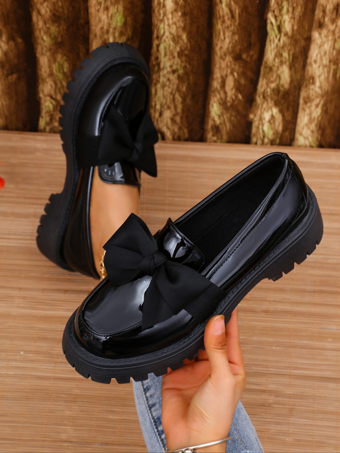 Women's Fashionable Bowknot Decorated Slip on Loafers, Casual Comfortable PU Leather Shoes for Daily Wear, Lightweight Breathable Shoes for Women & Girls, Bowknot Design Shoes