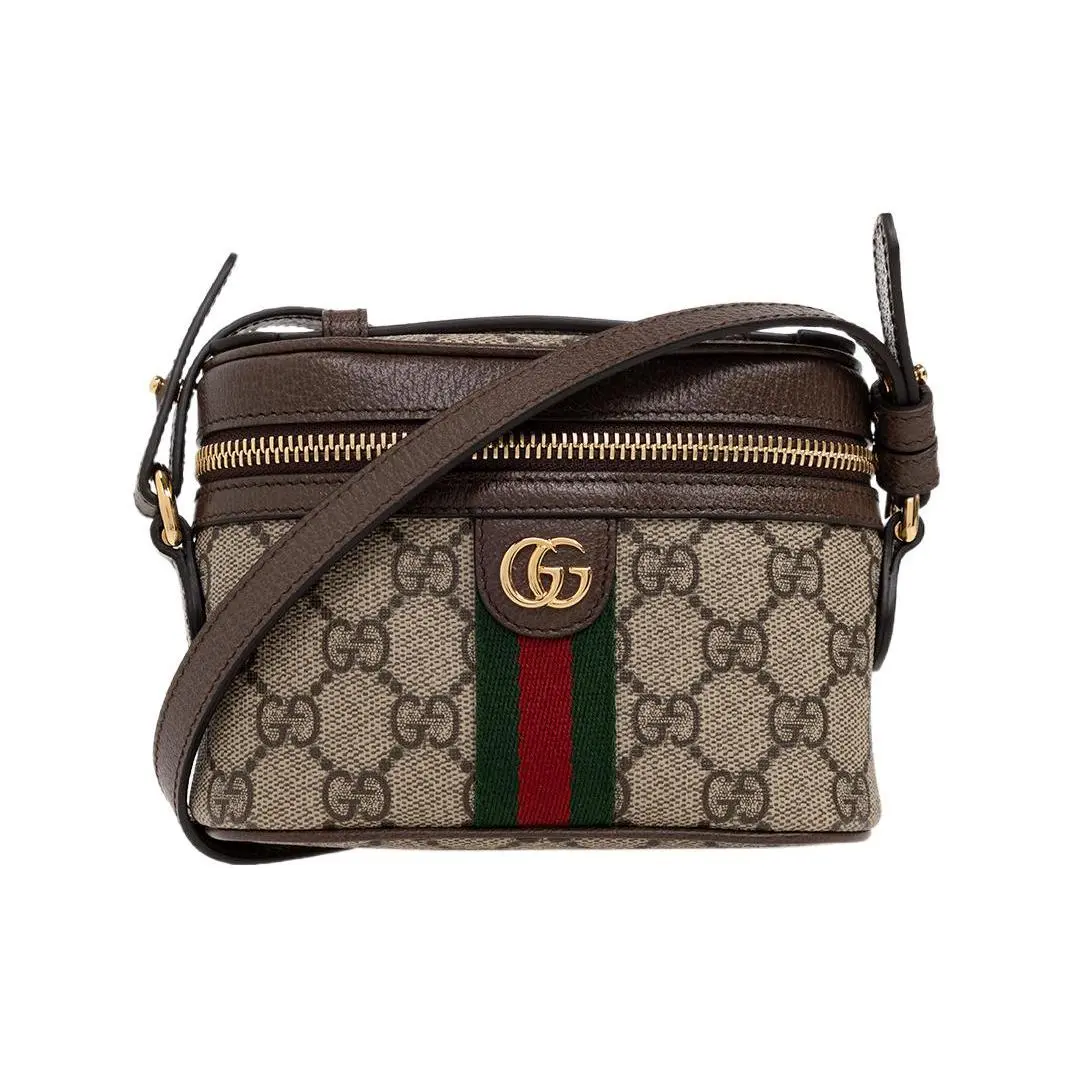 Gucci Monogram Canvas and Leather-Trimmed Mini Handbag for Women