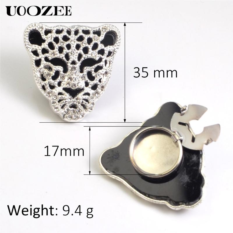 UOOZEE Women's New Fashionable Button Cover, Leopard Head Rhinestone Design with Hollow-out & Shiny Crystals, Versatile Shirt Cufflink Button Cover for Business, Social Gatherings & Daily Styling