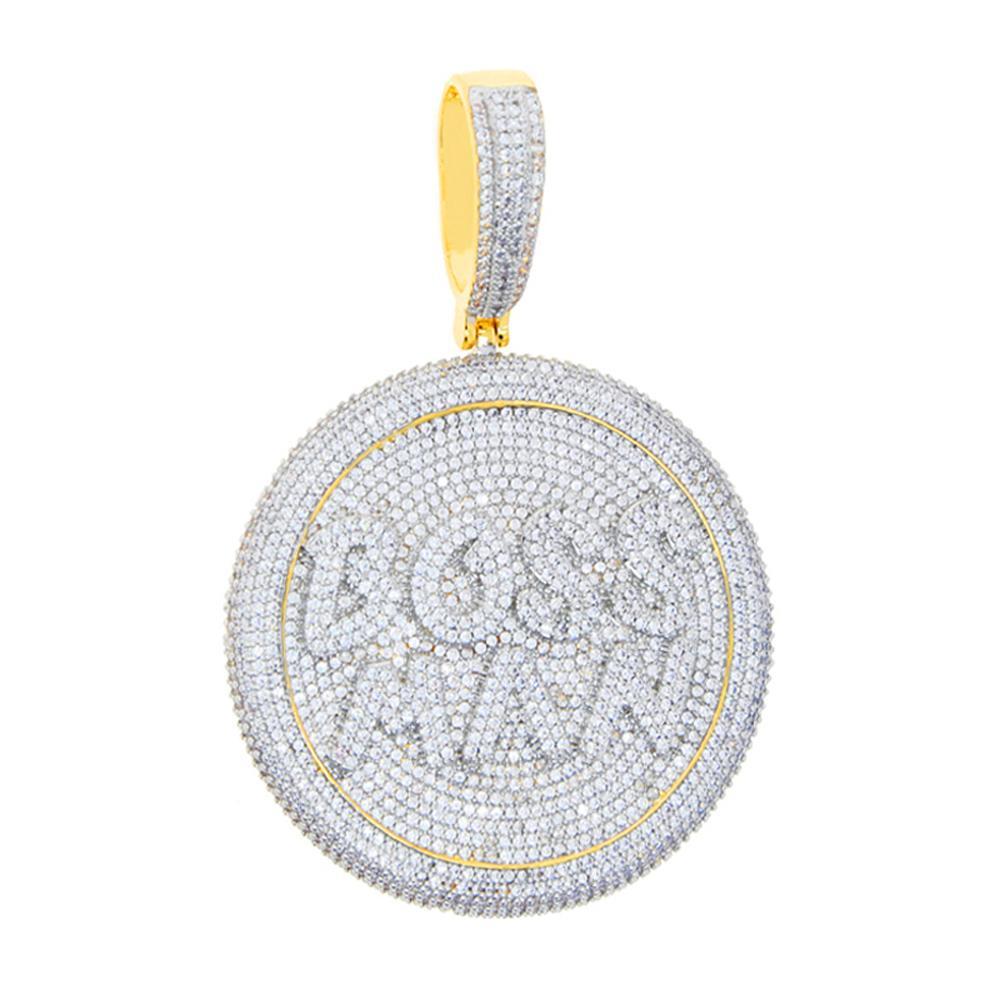 2025 New Iced Out Bling Round Letter Pendant Necklace Full Paved 5A CZ Cubic Zirconia Badge Charm Fashion Hip Hop Men Jewelry