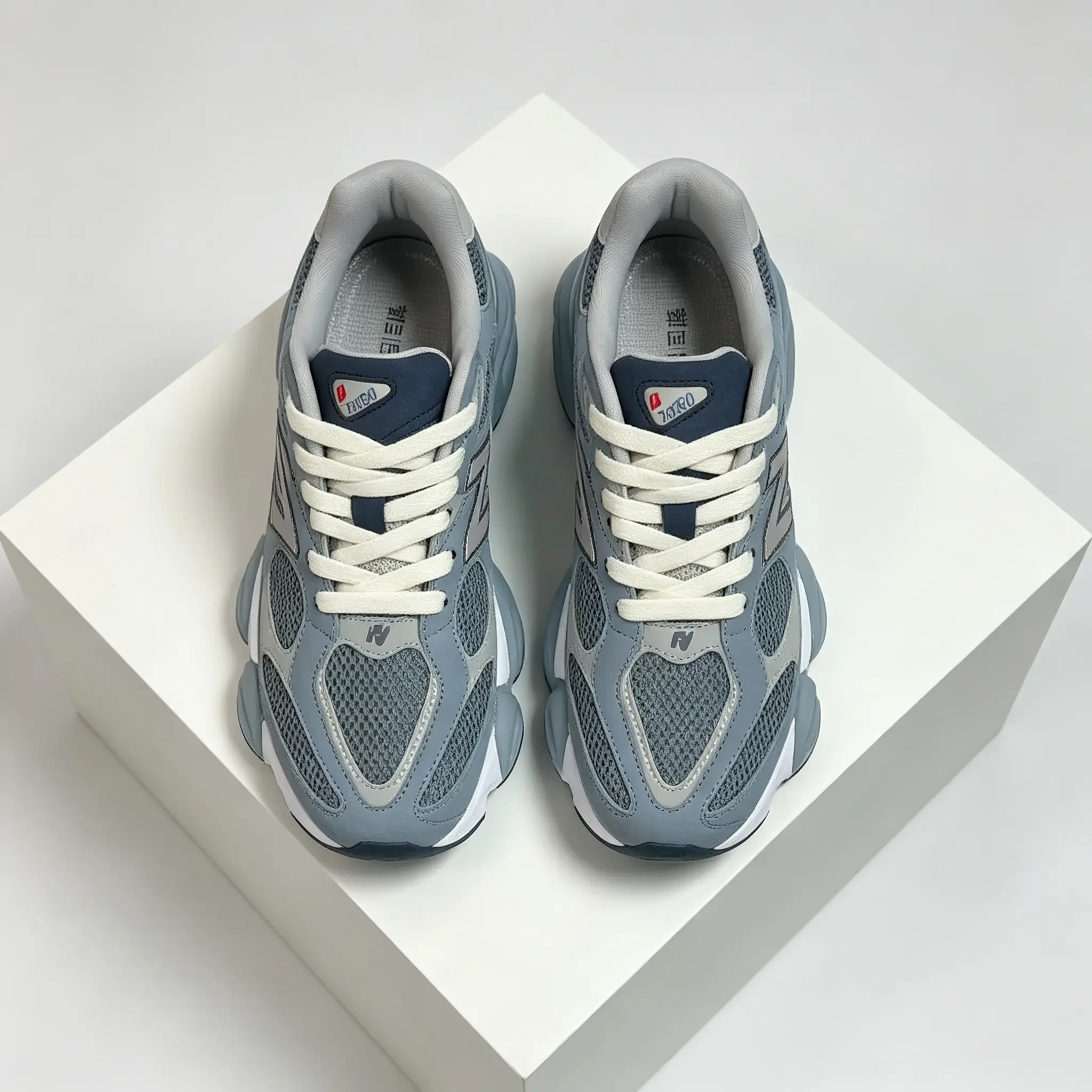 Vintage Cool Tone Blue & Grey Dad Sneakers for Men Women Lightweight Breathable Mesh Lace Up Cushioned Chunky Sole Fashion Outdoor Daily Walking Shoes