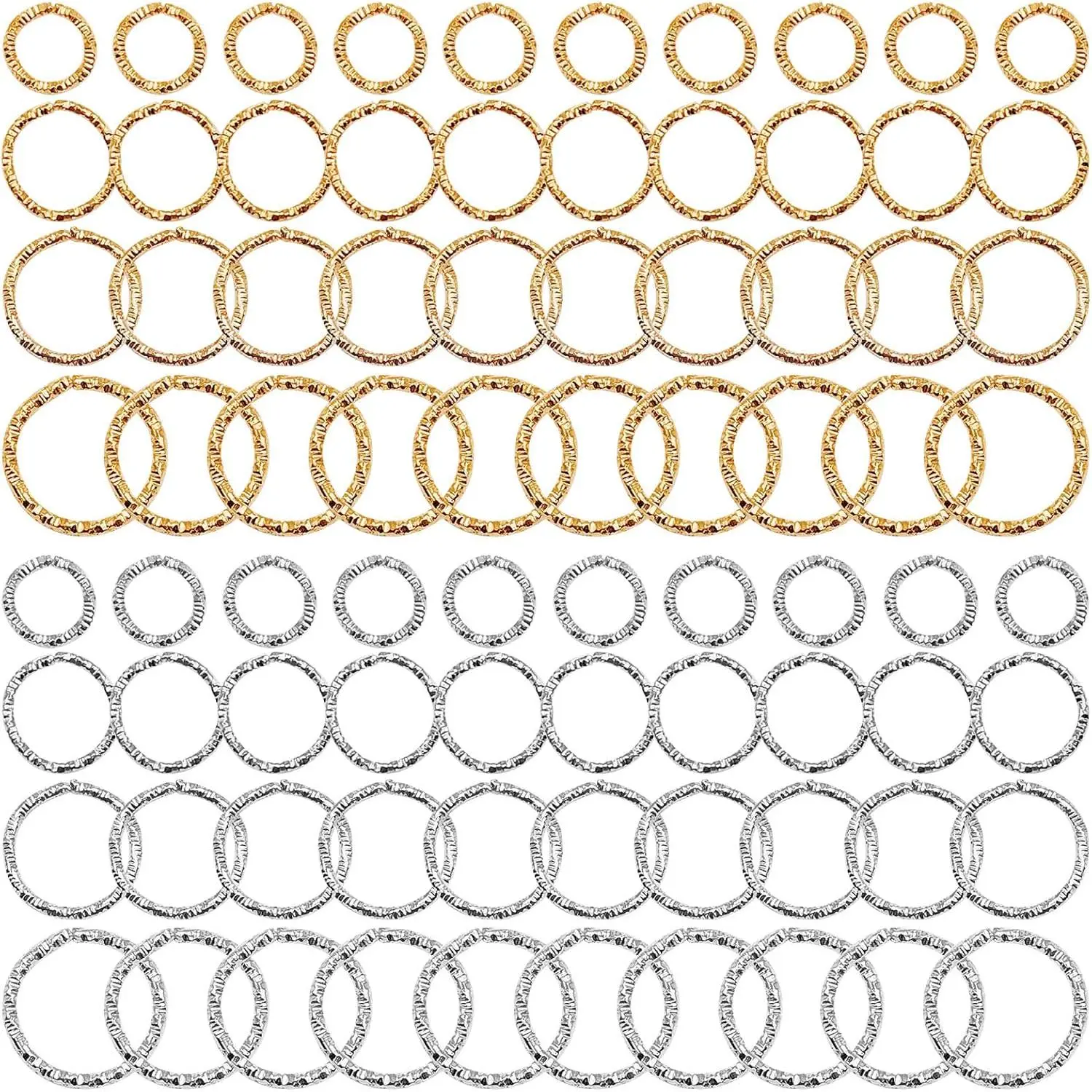 600 count Twist Open Jump Rings, 8/10/12/15mm O Rings Connectors  Findings Round Circle Large Jump Rings for  Making DIY Earrings Bracelet Necklace  Pendants Crafts(K ,White K)