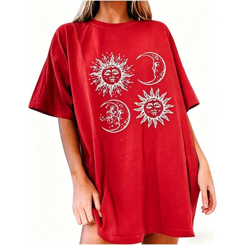 Womens Crewneck Short Sleeve T-Shirt,Oversized Summer Tops,Unisex Solid Printed T-shirt