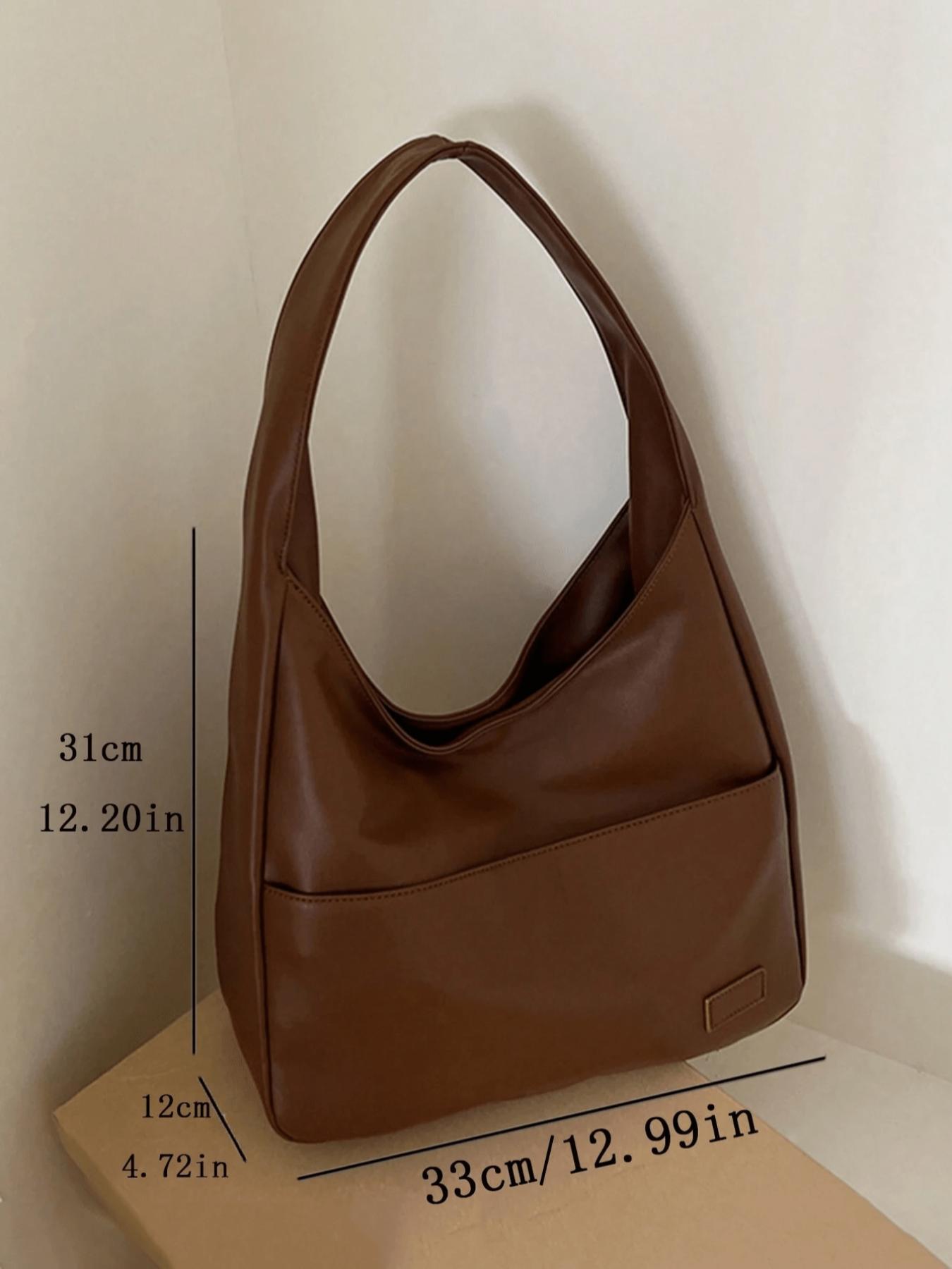Women's Solid Color Shoulder Bag, Fashionable Large Capacity Tote Bag for Work & Daily Used, Casual Trendy Versatile High-quality Daily Commuting Bag, Everyday Shoulder Bag, Crossbody Tote Bag