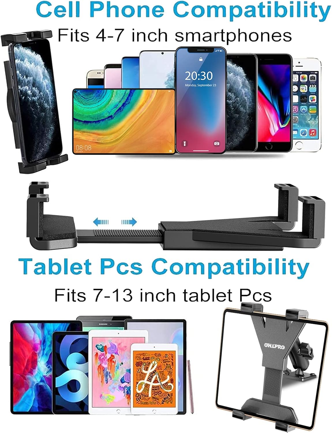 OHLPRO Heavy Duty Drill Base Tablet Holder for Trucks & Boats – Permanent Dashboard Mount for 7-11’’ iPad mini/Air/Pro – Anti-Shake Vibration-Free Navigation Mount for Wall, Desk, Commercial Vehicles