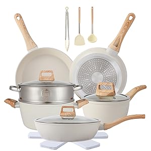 Valentine's Day 16PCS Pots and Pans Set Non Stick Cookware Set Nonstick with Cooking Set