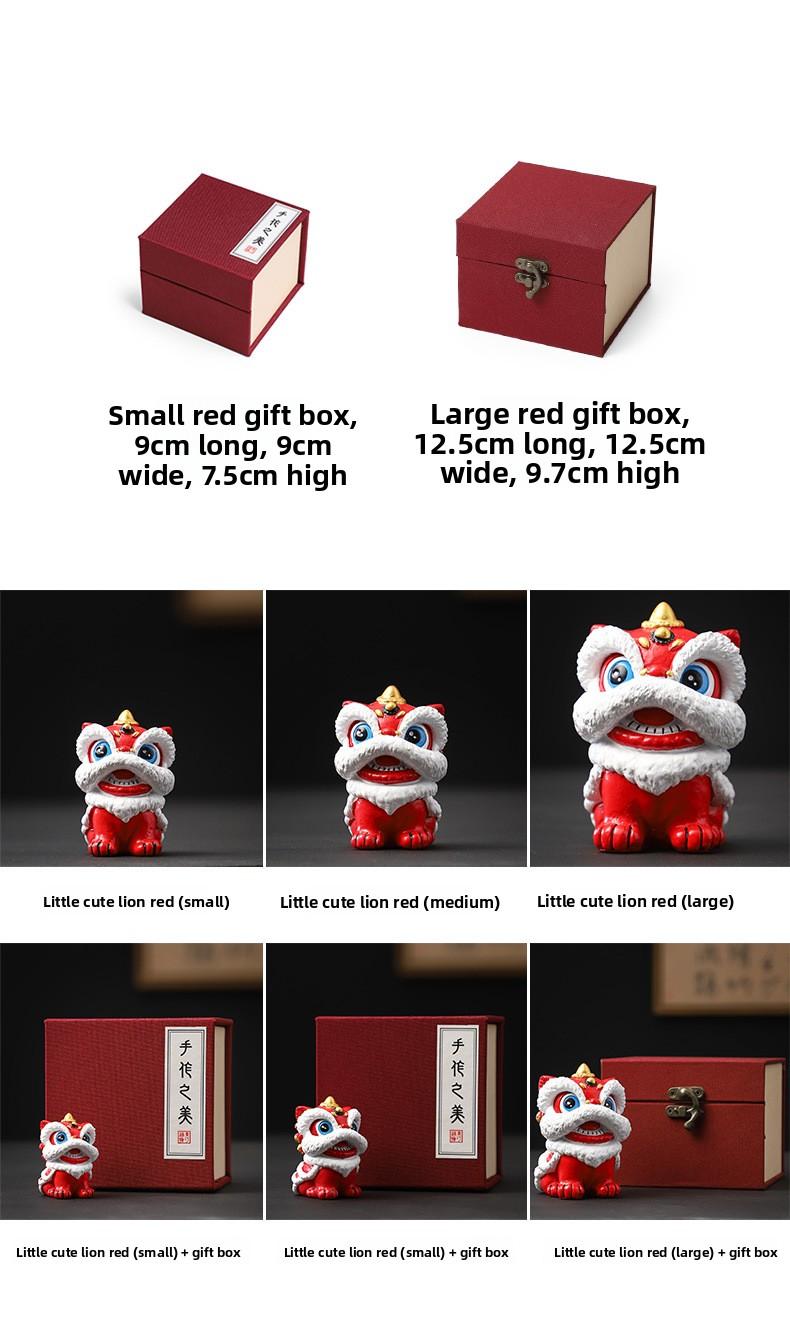 Oriental Red Festive Lion Dance Figurine, Premium Minimalist Desktop Decor, Craft Art, Creative Gift, Birthday Present, Souvenir, Personal Collectible Figurine