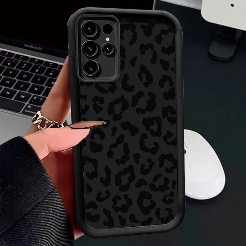 Phone case: Minimalist Leopard Print Case Compatible with Samsung Galaxy S26 S25 S24 S23 S22 S21 Fe Plus Ultra A13 A14 A15 A16 A17 A33 A34 A35 A36 A52 A53 A54 Note20, Transparent Shockproof Full-Body Phone Cover