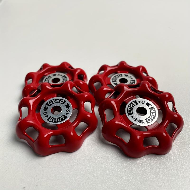 4pcs Red Iron Faucet Handles, Durable Metal Outdoor Valve Knobs, Handwheel for Globe & PPR PE Valves, No Assembly Required, Water Pipe Rod Handle Replacement